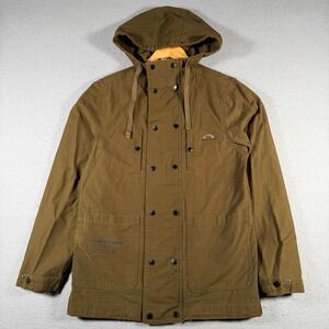 The Hundreds Mens Brown Hooded Utility Jacket Rainbow Logo Size Small Streetwear